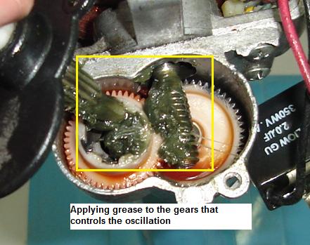 table fan oscillation gear