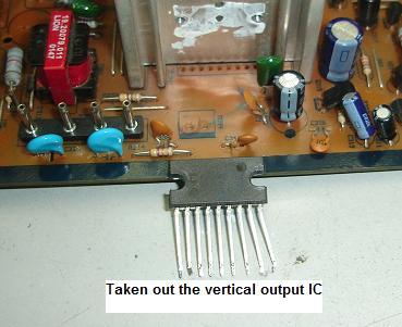 Osc is the heart... line of the screen. sample Vert IC. and after resoldering it properly wont still work.